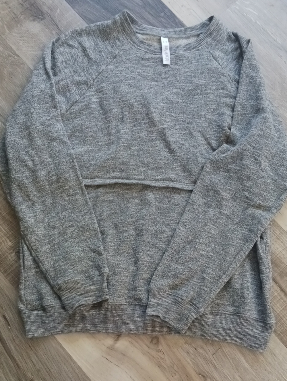 Latched Mama Gray Crewneck Nursing Sweater - Heathered Knit